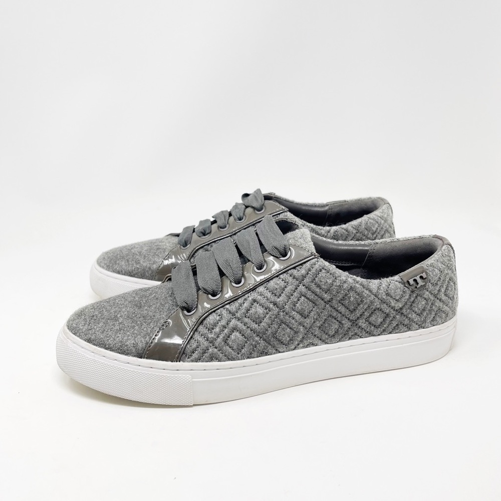 Tory Burch Marion Wool Sneakers Lace-Up Walking Shoes Leather Insole Size 9.5